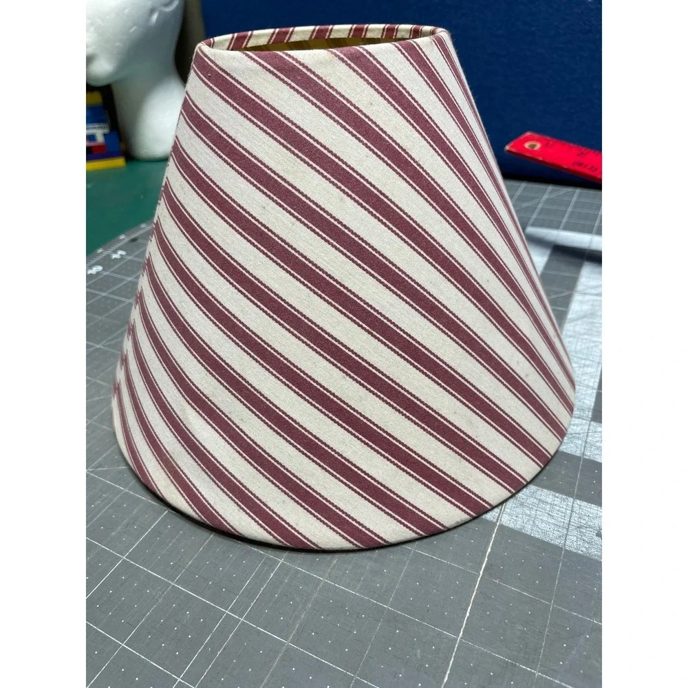 Whites Kids Night Stand Bureau Lamp Striped Shade  67
